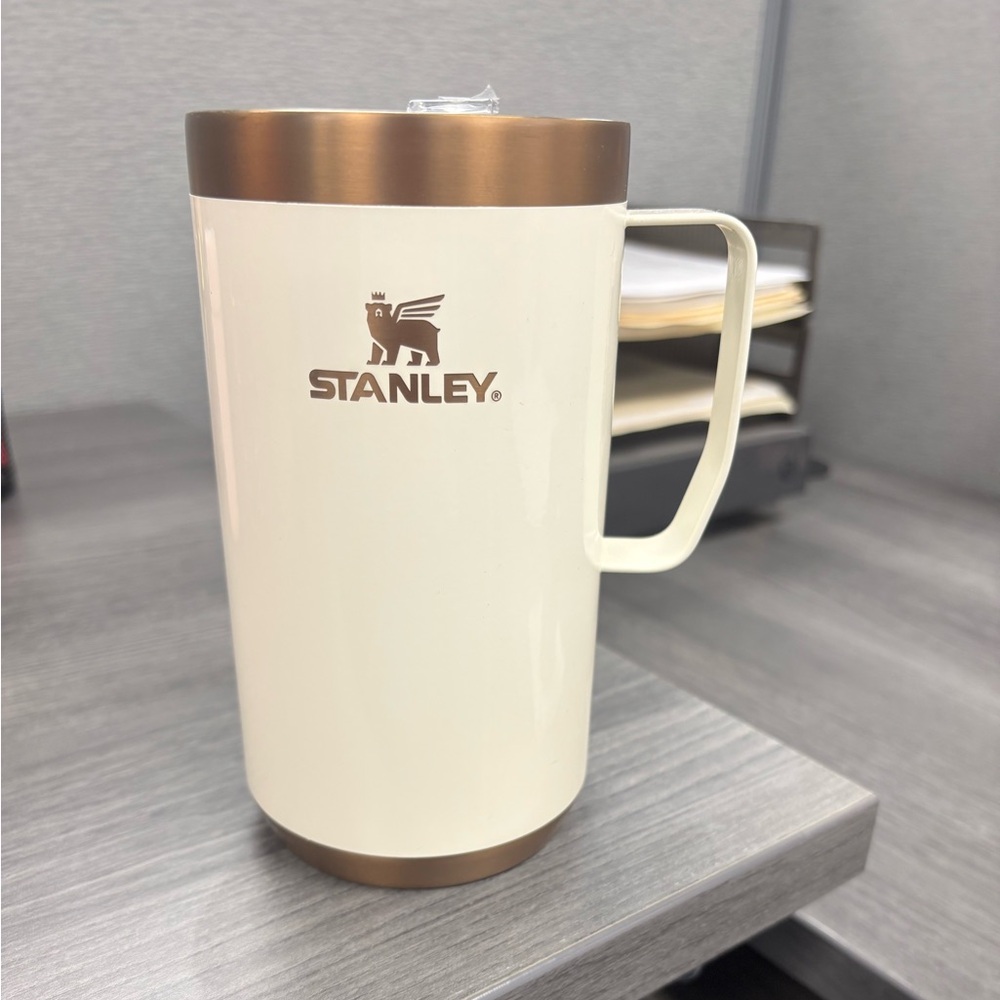 Stanley Cream and Brown Insulated Mug for Dining